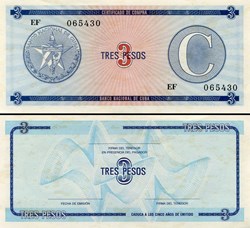 CUBA - PICK FX 20 - 3 PESOS - 1985