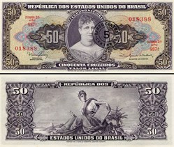 BRÉSIL - PICK 184a - 5 CENTAVOS SUR 50 CRUZEIROS - 1966