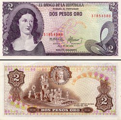 COLOMBIE - PICK 413 b 1 - 2 PESOS DE ORO COLOMBIEN - 1976