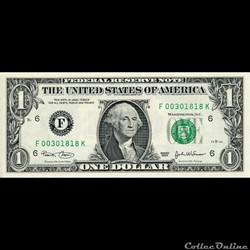 F- 1$ Federal Reserve Notes - Small Size 2003 Series