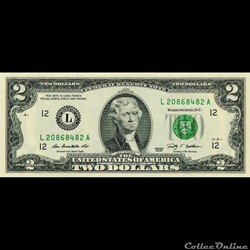 L- San-Francisco District - 2$ Federal Reserve Notes - Small Size 2009 Series