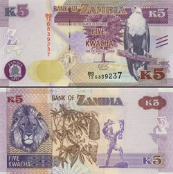 ZAMBIE - PICK 57 a - 5 KWACHA - 2015