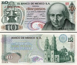 MEXIQUE - PICK 063h1 - 10 PESOS - 1975