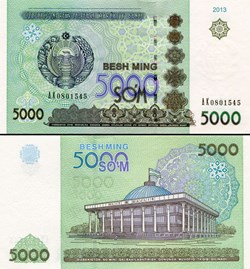 OUZBÉKISTAN - PICK 83 - 5000 SOM - 2013