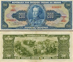 BRÉSIL - PICK 171c - 200 CRUZEIROS - 1964