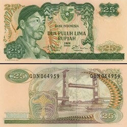 INDONÉSIE - PICK 106a - 25 ROUPIES - 1968