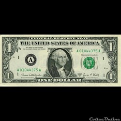 A- 1$ Federal Reserve Notes - Small Size 1969D Series