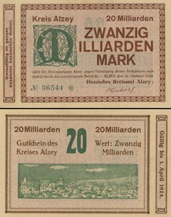 Alzey 20 000 000 000 Mark