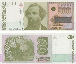 ARGENTINE - PICK 328 b - 500 AUSTRALES - 1990