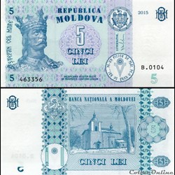 MOLDAVIE - PICK 021 Aa - 5 LEI - 2015