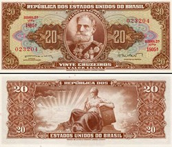 BRÉSIL - PICK 178a1 - 20 CRUZEIROS - 1962