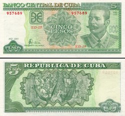 CUBA - PICK 116d - 5 PESOS - 2001