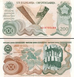 YOUGOSLAVIE - PICK 102a - 200 DINARA - 1990
