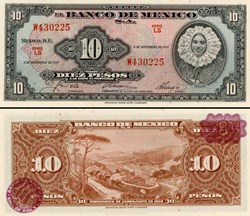 MEXIQUE - PICK 058i2 - 10 PESOS - 1961