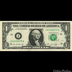 J- 1$ Federal Reserve Notes - Small Size 2013 Series
