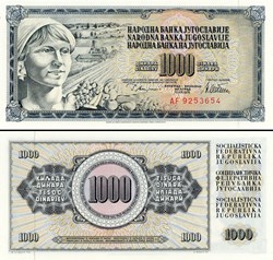 YOUGOSLAVIE - PICK 092a - 1000 DINARA - 1978