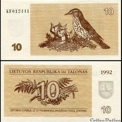 LITUANIE - PICK 40 - 10 TALONAS - 1992