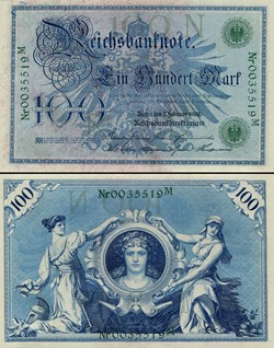 ALLEMAGNE - PICK 034 - 100 MARK - 1908