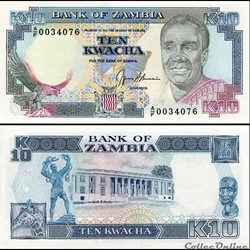 ZAMBIE - PICK 31 b - 10 KWACHA - 1989