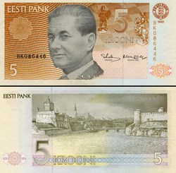 ESTONIE - PICK 71 b - 5 KROONI - 1992