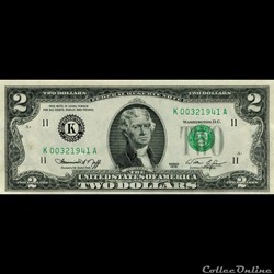 K- Dallas District - 2$ Federal Reserve Notes - Small Size 1976 Series