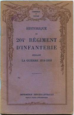 HISTORIQUE DU 204 ° RÉGIMENT D'INFANTERIE