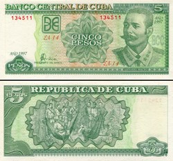 CUBA - PICK 116a - 5 PESOS - 1997