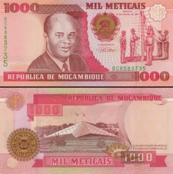 MOZAMBIQUE - PICK 135a - 1000 METICAIS - 1991