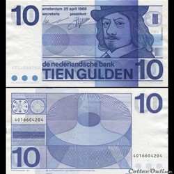PAYS-BAS - PICK 091 b - 10 GULDEN - 1968