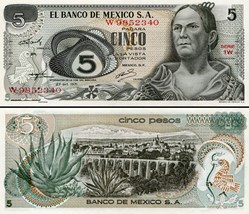 MEXIQUE - PICK 062- Série 1W - 5 PESOS - 1971