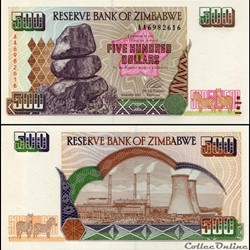 ZIMBABWE - PICK 011a - 500 Dollars - 2001