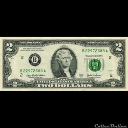B- New-York District - 2$ Federal Reserve Notes - Small Size 2003A Series