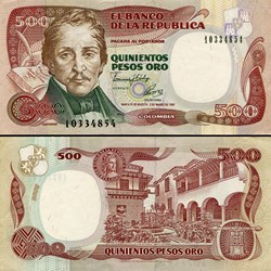 COLOMBIE - PICK 431 Aa1 - 500 PESOS DE ORO COLOMBIEN - 1992
