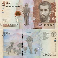 COLOMBIE - PICK 459 a - 5000 PESOS COLOMBIEN - 2015