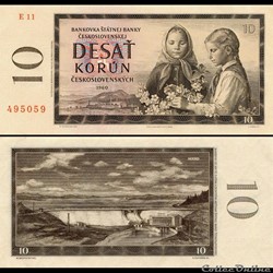 TCHÉCOSLOVAQUIE - PICK 88 b - 10 KORUN - 1960