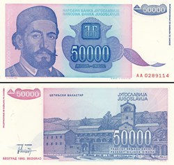 YOUGOSLAVIE - PICK 130a - 50 000 DINARA - 1993