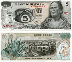 MEXIQUE - PICK 062- Série 1BA - 5 PESOS - 1972