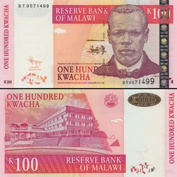 MALAWI - PICK 54 c - 100 KWACHA - 2011