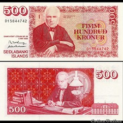 ISLANDE - PICK 55 a 7 - 500 KRONUR - 1994