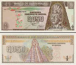 GUATEMALA - PICK 086b - 1/2 QUETZAL GUATÉMALTÈQUE