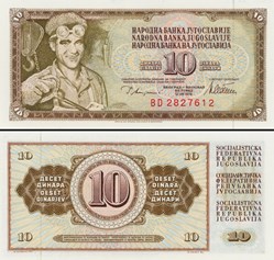 YOUGOSLAVIE - PICK 087a - 10 DINARA - 1978