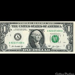 A- 1$ Federal Reserve Notes - Small Size 2013 Series