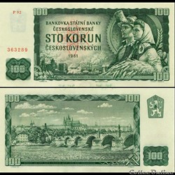 TCHÉCOSLOVAQUIE - PICK 91 B - 100 KORUN - 1961