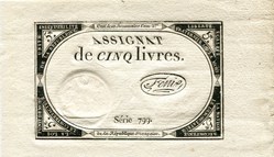 FRANCE - ASSIGNAT DE 5 LIVRES -31/10/1793 - 10 BRUMAIRE DE L'AN II