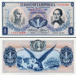 COLOMBIE - PICK 404 e 6 - 1 PESO DE ORO COLOMBIEN - 1974