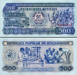 MOZAMBIQUE - PICK 131c - 500 METICAIS - 1989