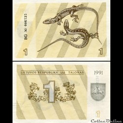 LITUANIE - PICK 32 a - 1 TALONAS - 1991