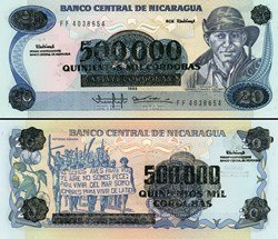 NICARAGUA - PICK 163  - 500 000 CORDOBAS - 1990