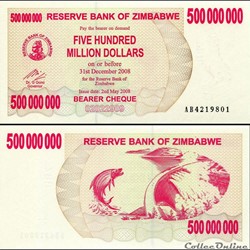 ZIMBABWE - PICK 060a - 500 000 000 Dollars - 2008