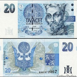 RÉPUBLIQUE TCHÈQUE - PICK 10 b - 20 KORUN - 1994